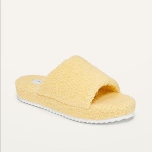 Girls Sherpa Platform Slide Slipper Sandals
